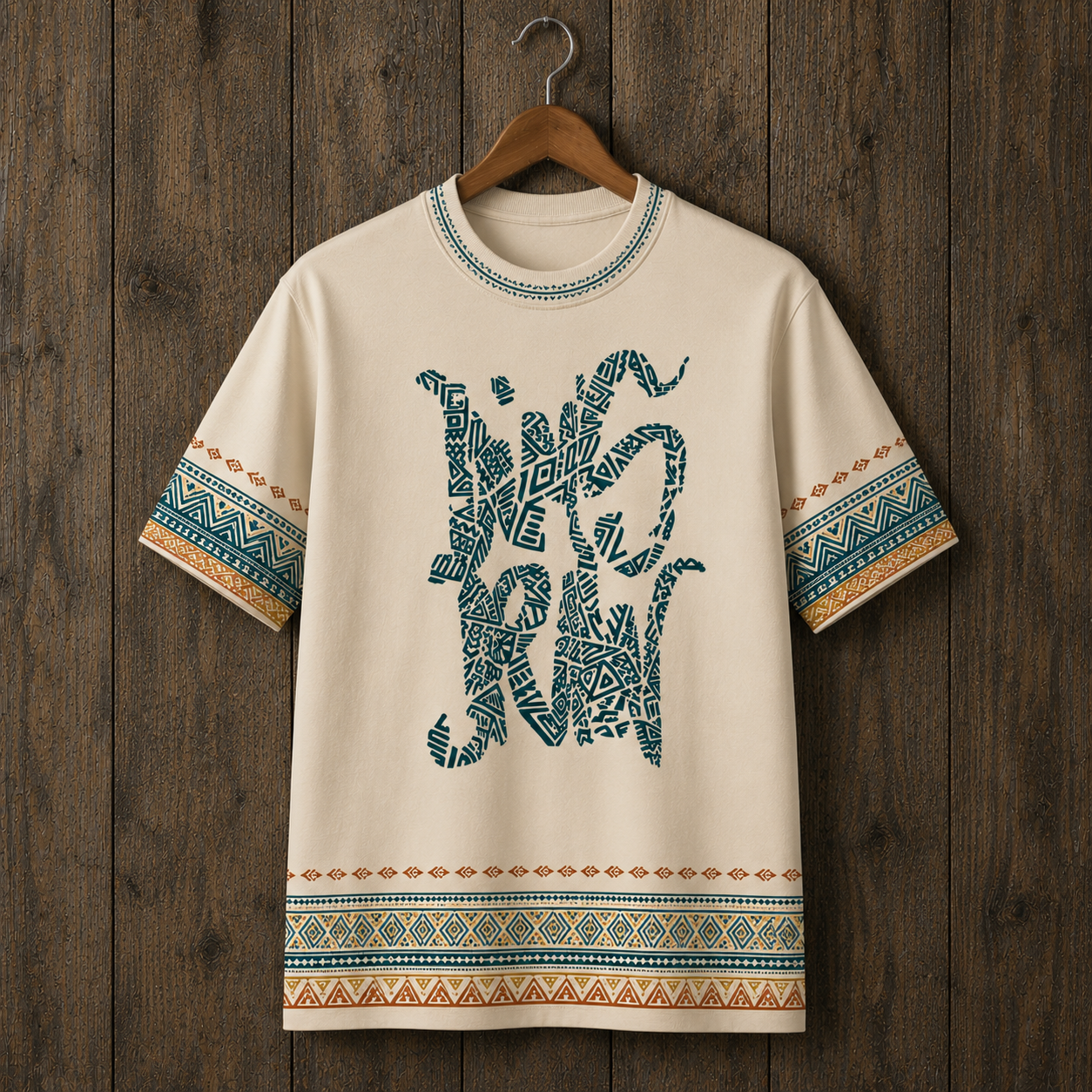 T-shirt Tribal Été Beige – DimsDraw